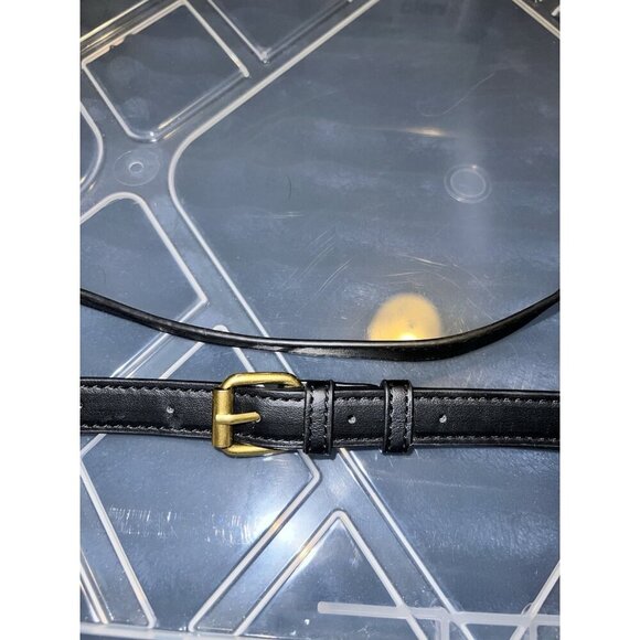 STEVE MADDEN Black Leather Brass Chain Buckle Adustable Crossbody Strap - Picture 8 of 9